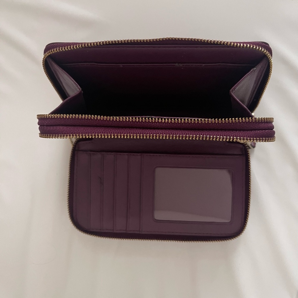 Coach Burgundy and Pink Floral Wallet - Picture 5 of 10